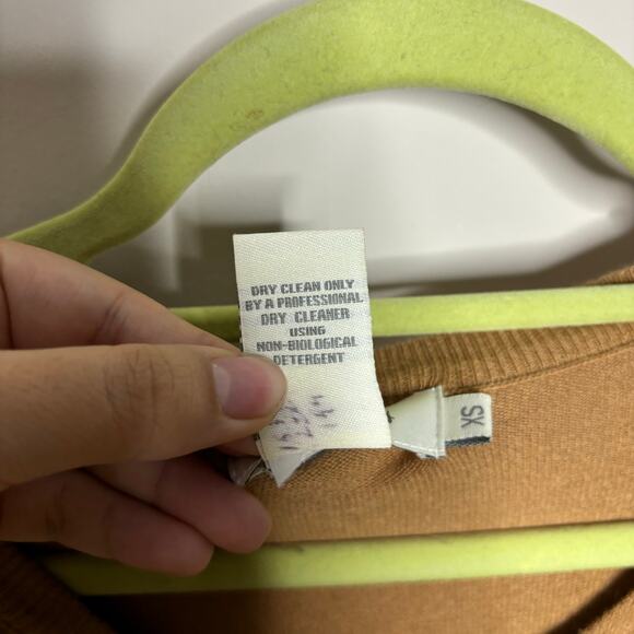 Neiman Marcus Camel Long Sleeve Leather Mini Dress Sz XS NWT - Picture 5 of 10